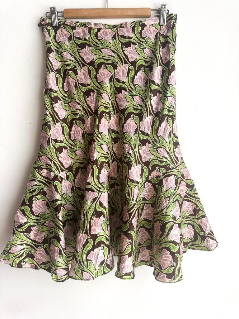 Peter Som Floral Silk Midi Skirt S